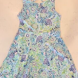 Lilly Pulitzer Girls 7 Dress in Blue and Green Floral
